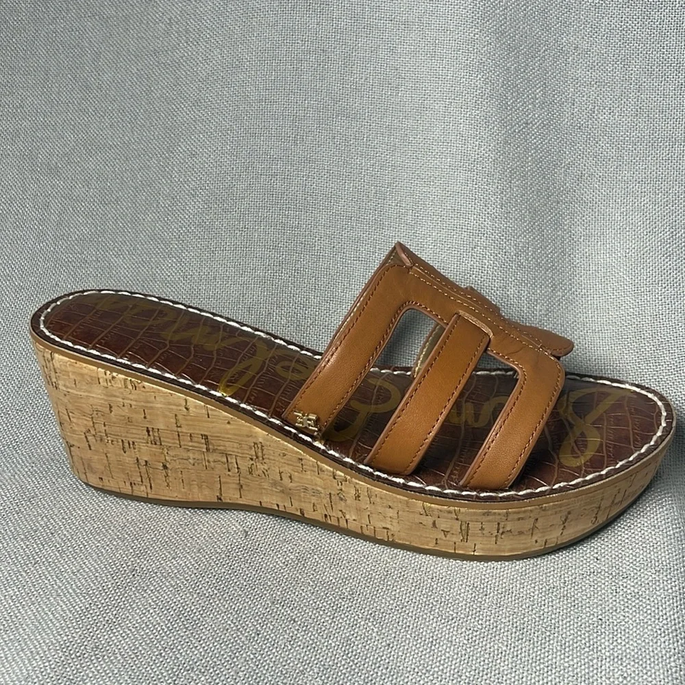 Sam Edelman Womens Ronie Leather Cork Wedge Sandals size 9.5 - Picture 2 of 9